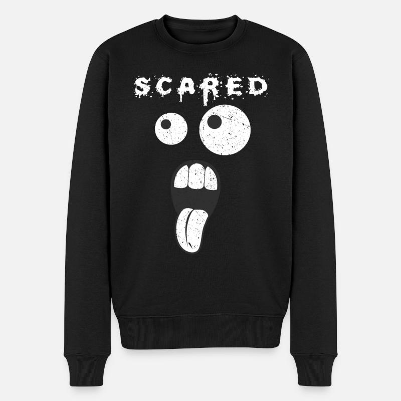 Graphique drôle et effrayé - Pull Premium bio Homme - noir