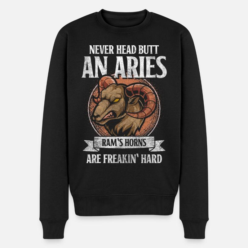 Aries Birthday Superstition Fire - Men's Premium Organic Jumper - black