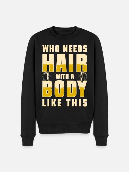 Glatze Platte Haarausfall Haarschnitt - Männer Premium Bio Pullover - Schwarz