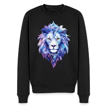 Löwe Löwenkopf Tier Geometrisch Bunt Kunst Motiv - Männer Premium Bio Pullover - Schwarz - Vorne - Nico (187cm)