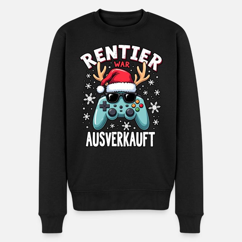 Rentier war ausverkauft gamer - Männer Premium Bio Pullover - Schwarz
