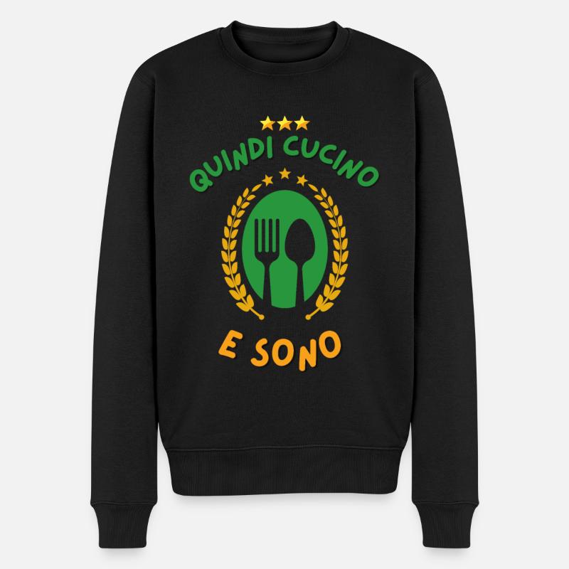 ALSO KOCHE ICH UND BIN - Männer Premium Bio Pullover - Schwarz