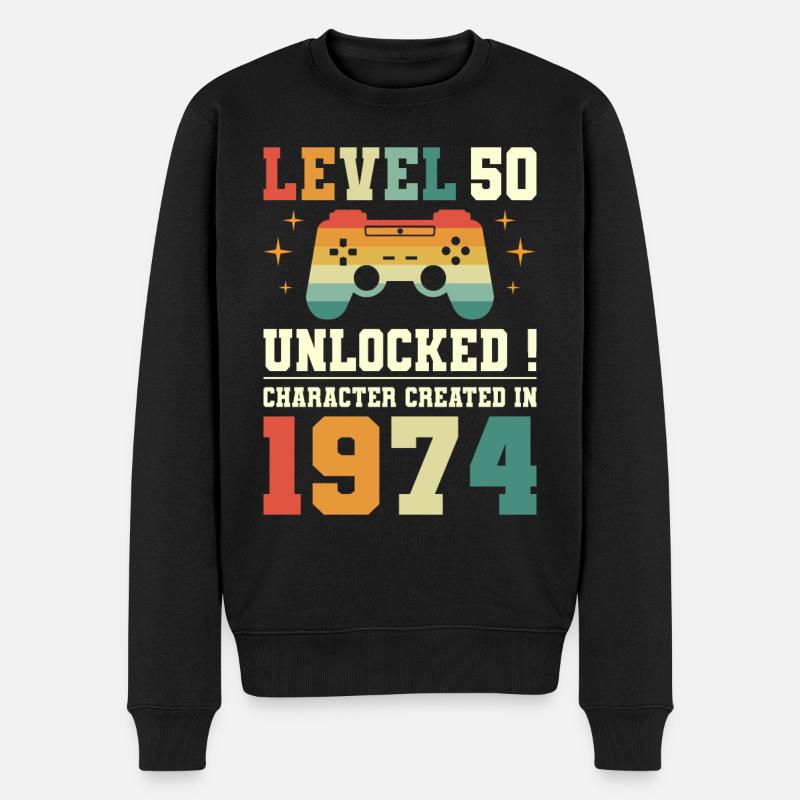 Niveau 50 Anniversaire Gamer 50 Ans - Pull Premium bio Homme - noir
