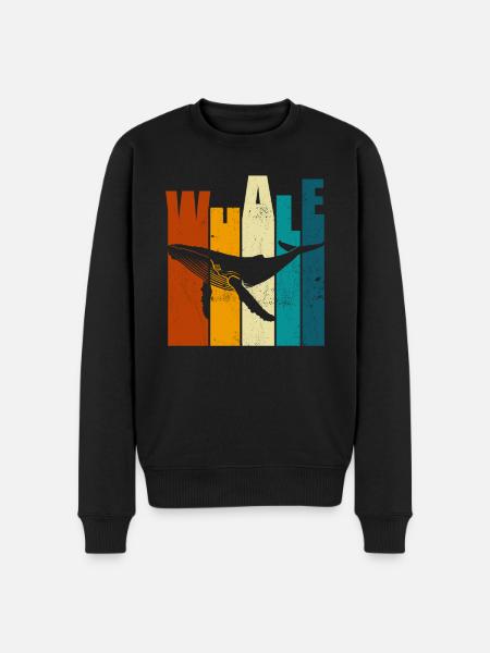 Whale - Humpback Whale - Retro - Gift - Men's Premium Organic Jumper - black