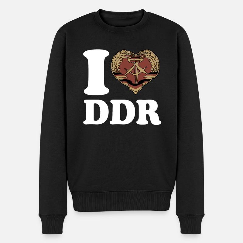 I Love DDR - Herz - Ostalgie - Männer Premium Bio Pullover - Schwarz