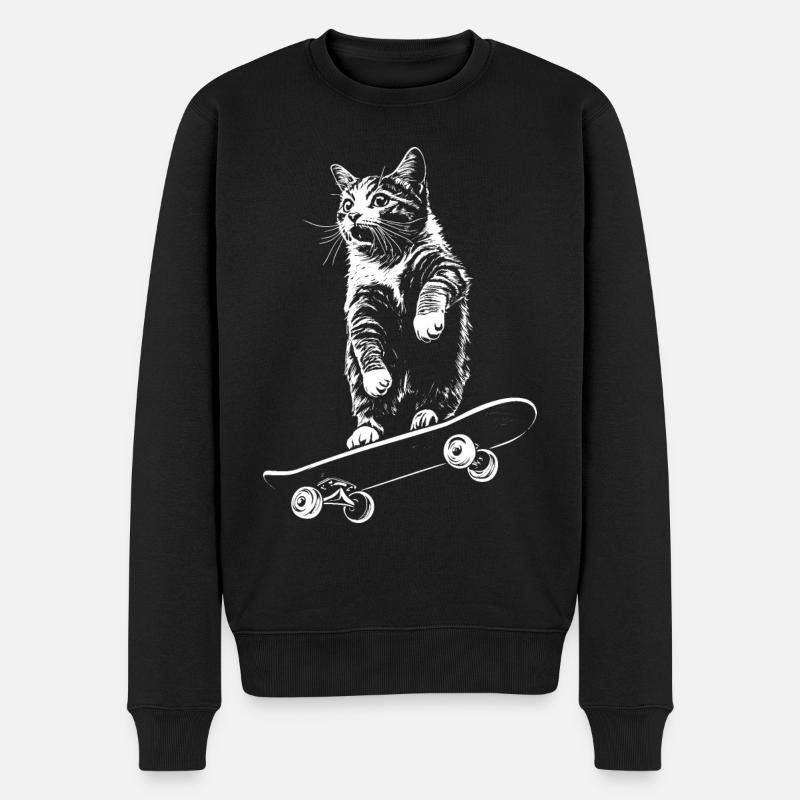 Cat Skateboard Skater - Pull Premium bio Homme - noir
