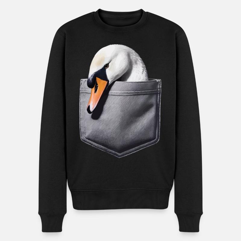 Schwan - Männer Premium Bio Pullover - Schwarz