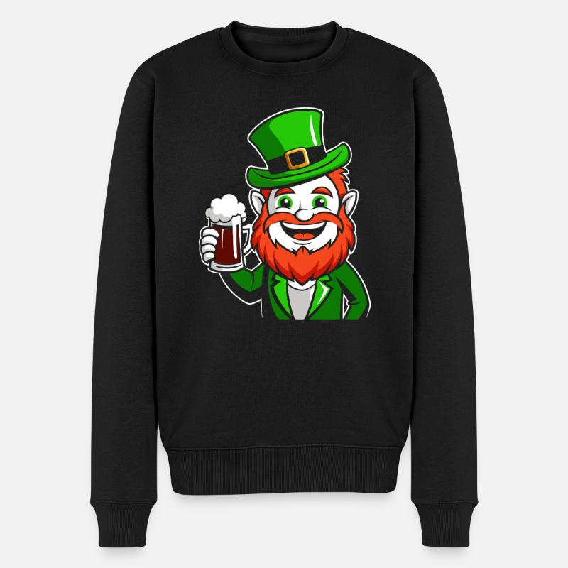 Leprechaun & Beer - Saint-Patrick - Irlande - Pull Premium bio Homme - noir