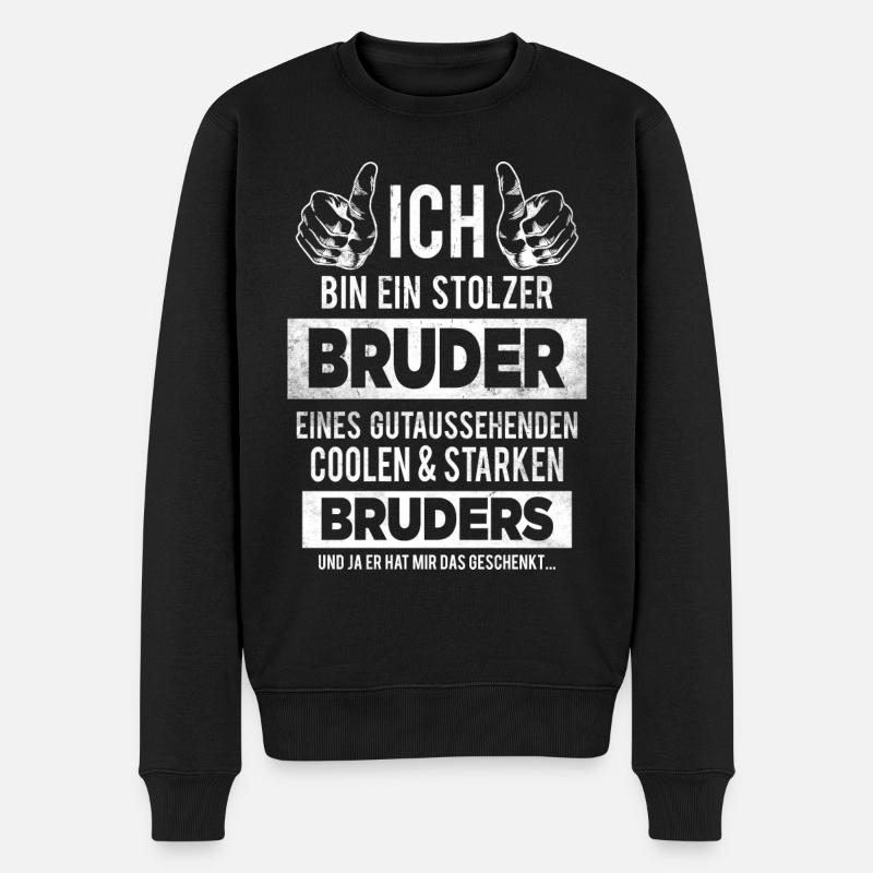 Stolzer Bruder Geschwister Geburtstag Geschenk - Männer Premium Bio Pullover - Schwarz