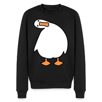 Lustige Gans mit verrücktem Blick - Männer Premium Bio Pullover - Schwarz - Vorne - Nico (187cm)