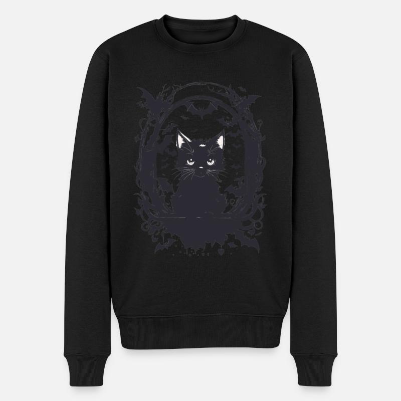 Chat Helloween Halloween Bat - Pull Premium bio Homme - noir