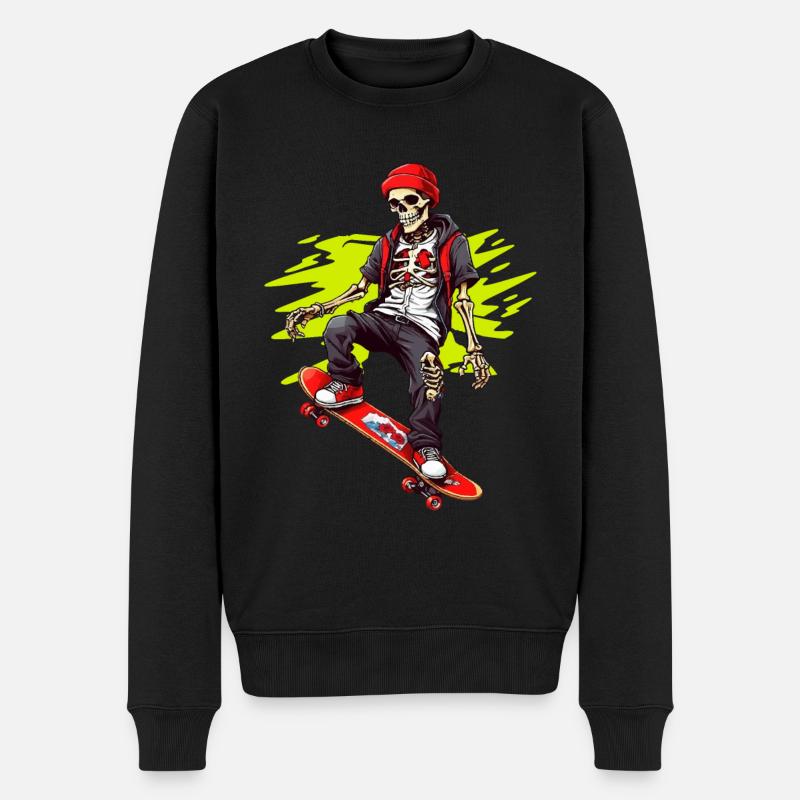 Skateboarding Skelett - Männer Premium Bio Pullover - Schwarz