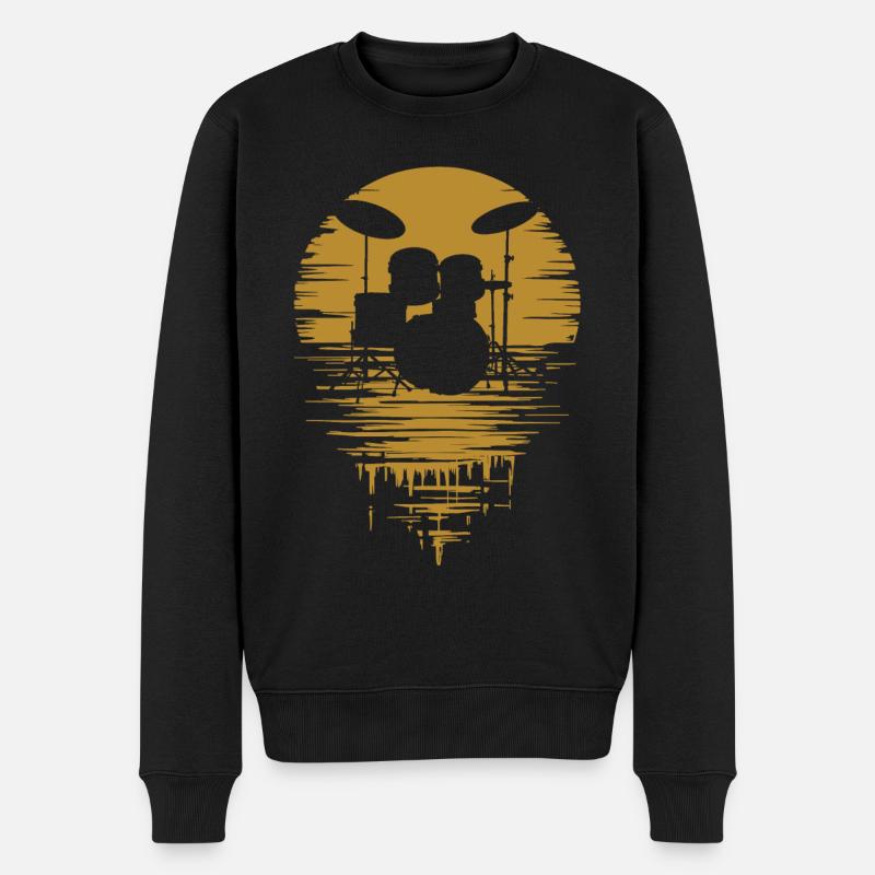 Batterie Silhouette Drum avec réflexion - Pull Premium bio Homme - noir