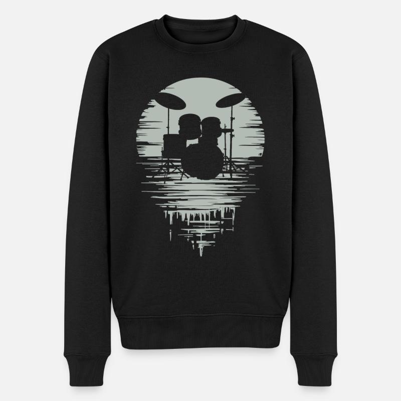 Batterie Silhouette Drum avec réflexion - Pull Premium bio Homme - noir