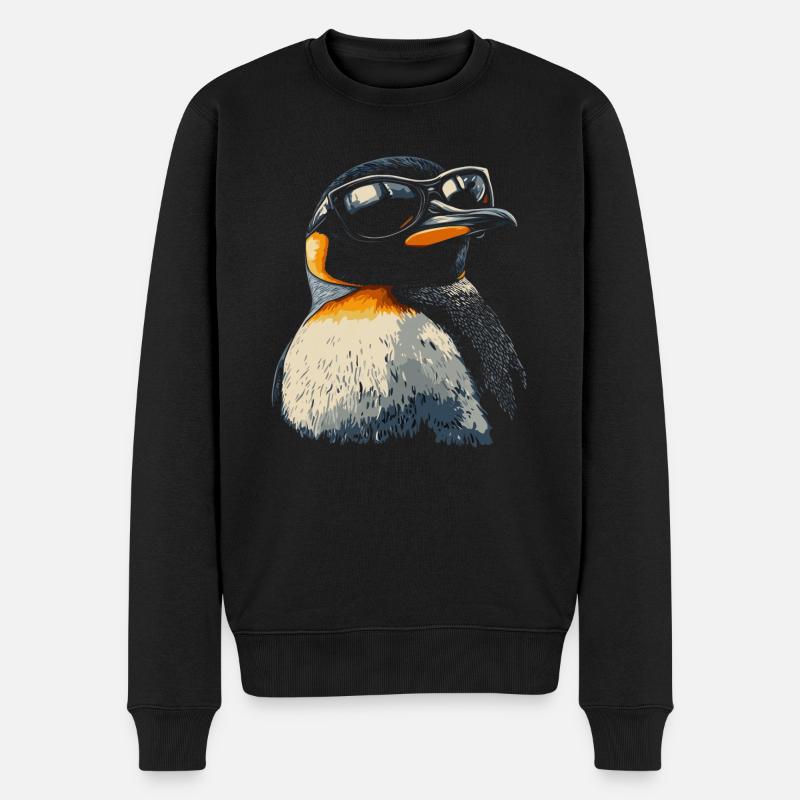 Pinguin cool Sonnenbrille Tiere Tier - Männer Premium Bio Pullover - Schwarz