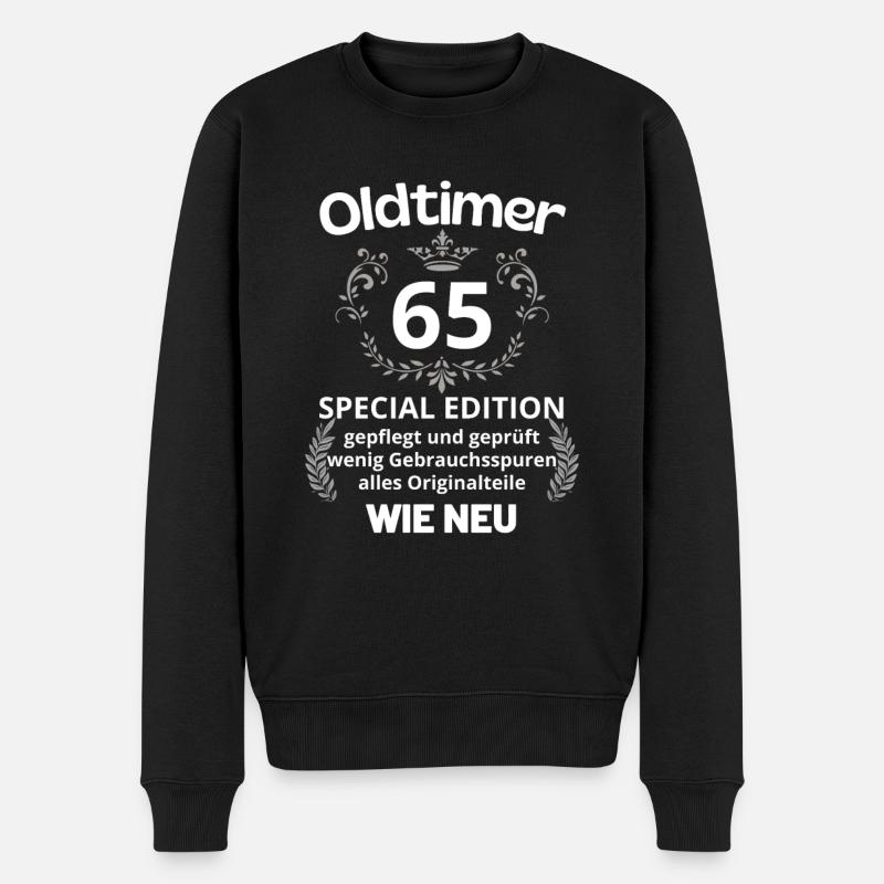 65. Geburtstag Oldtimer Spruch lustig Papa Mama - Männer Premium Bio Pullover - Schwarz