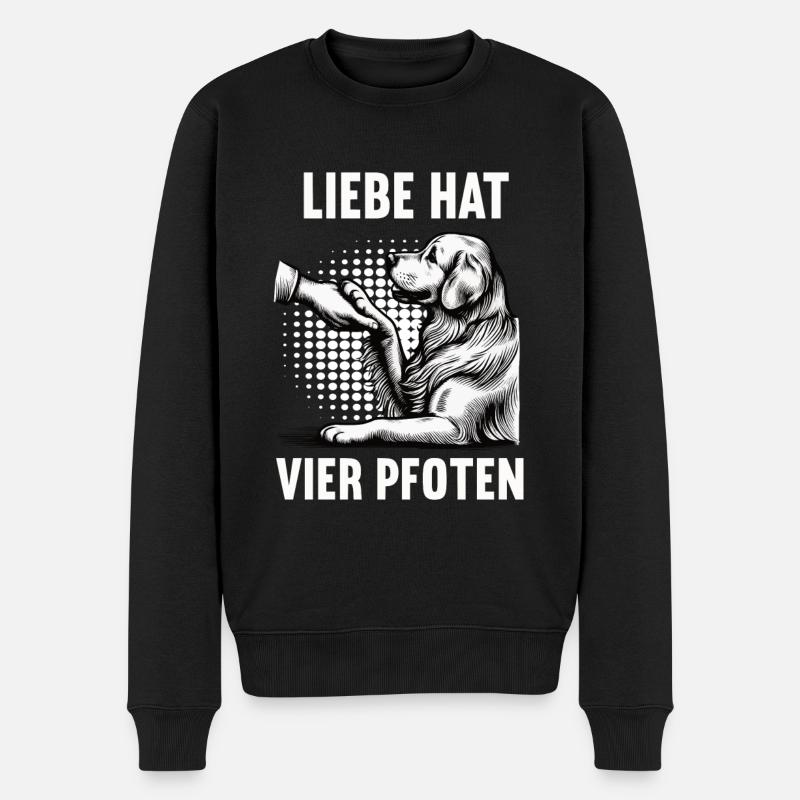 Liebe hat Vier Pfoten Golden Retriever Goldie - Männer Premium Bio Pullover - Schwarz