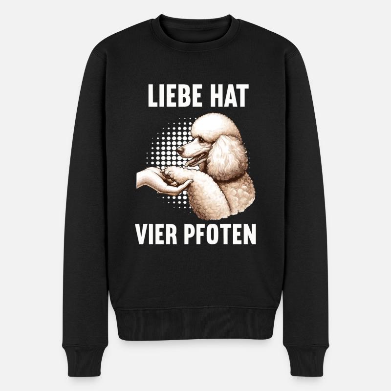 Liebe hat Vier Pfoten Pudel Pudelbesitzer Pudeln - Männer Premium Bio Pullover - Schwarz