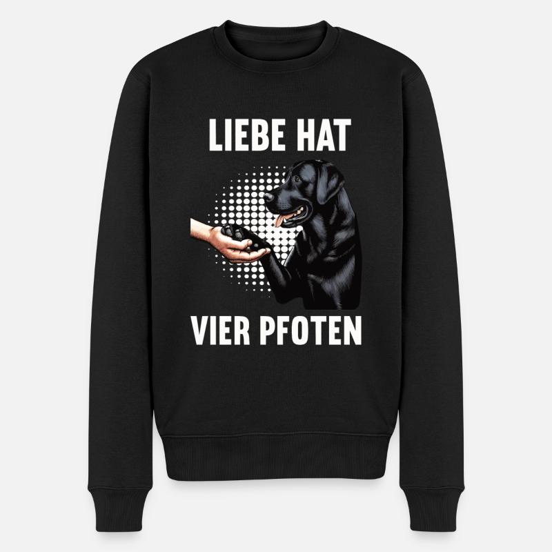 Liebe hat Vier Pfoten Labrador Labradorbesitzer - Männer Premium Bio Pullover - Schwarz