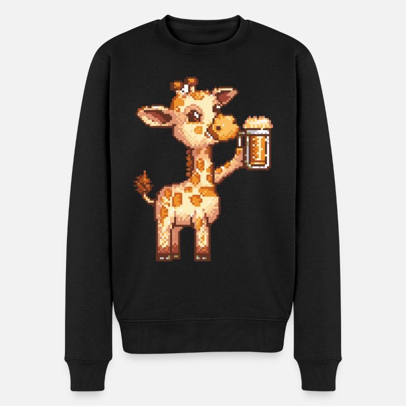 Girafe Pixel Bière - Pull Premium bio Homme - noir