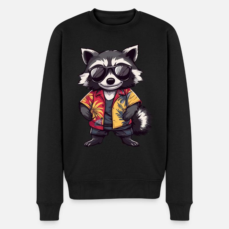 Waschbär Lustig Sommer - Männer Premium Bio Pullover - Schwarz
