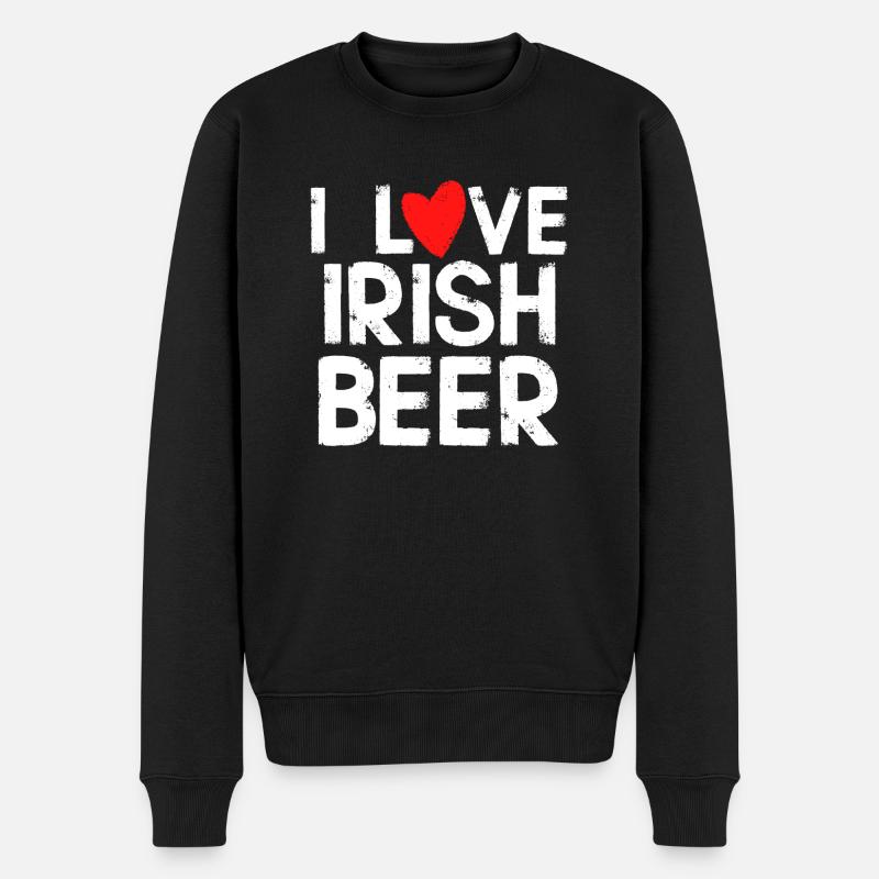 Ich liebe irisches Bier - Männer Premium Bio Pullover - Schwarz