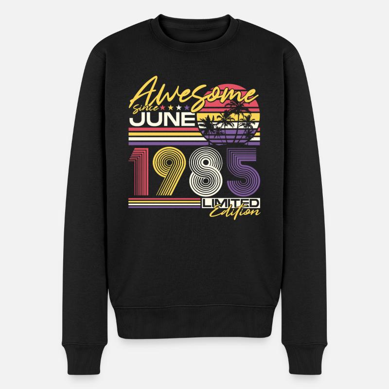 1985 Jahrgang Vintage Geburtstag Retro Geschenk - Männer Premium Bio Pullover - Schwarz