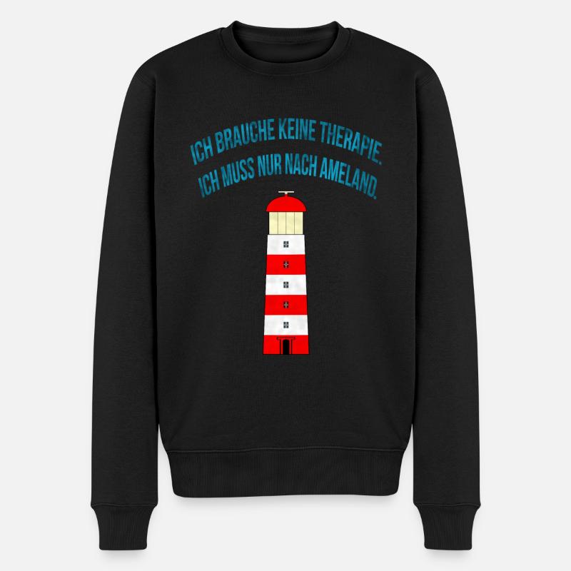 Therapie? - Ich muss nur nach Ameland. - Männer Premium Bio Pullover - Schwarz