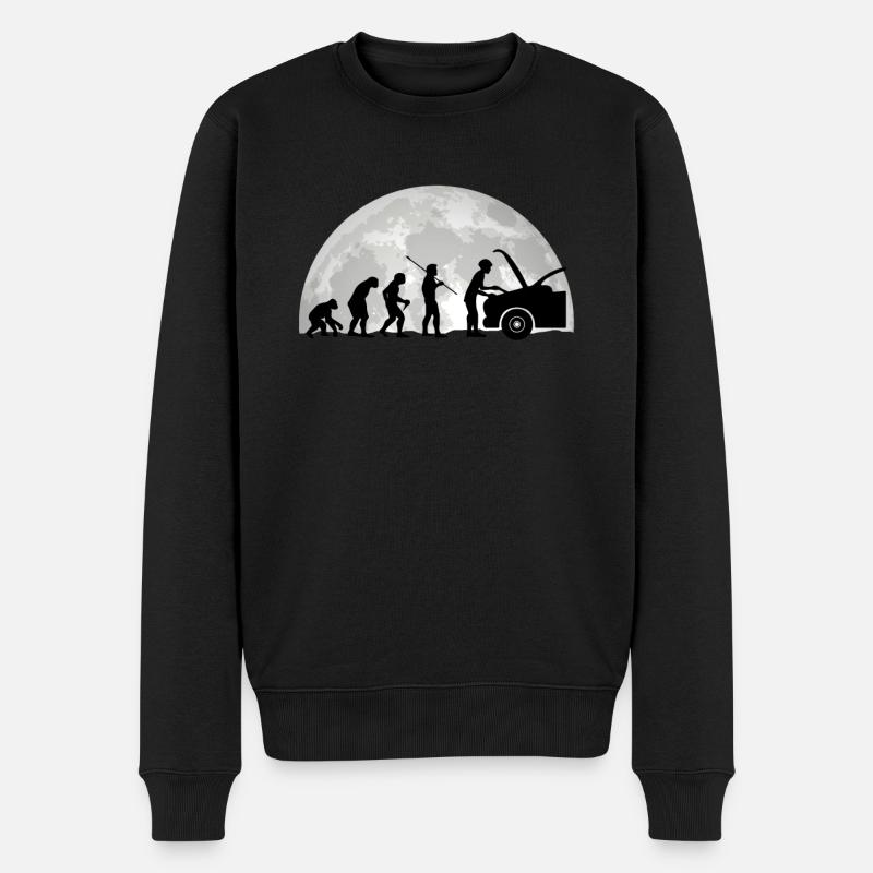 KFZ Mechaniker Evolution Im Mondlicht Geschenk - Männer Premium Bio Pullover - Schwarz