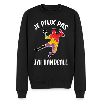 Je peux pas j'ai Handball - Pull Premium bio Homme - noir - Devant - Nico (187cm)