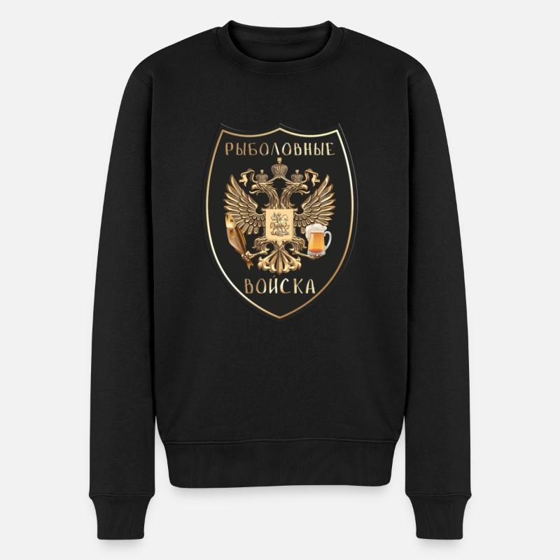 Russisches Witzzitat Für Einen Russischen Fischer - Männer Premium Bio Pullover - Schwarz