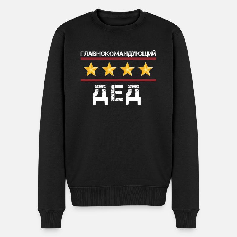 Russisches Witzzitat Für einen Russischen Opa - Männer Premium Bio Pullover - Schwarz