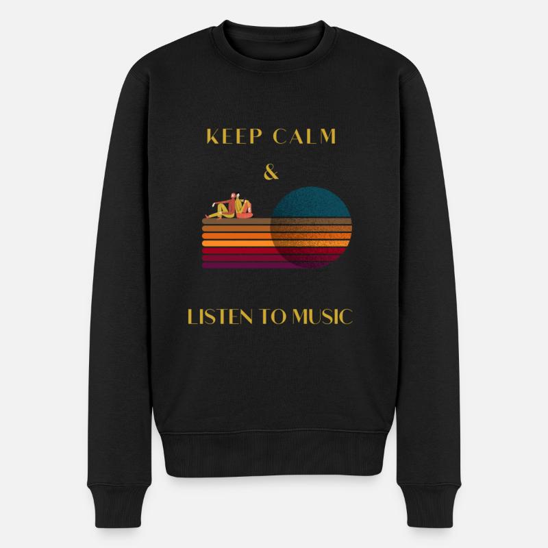 Restez calme et écoutez de la musique. - Pull Premium bio Homme - noir