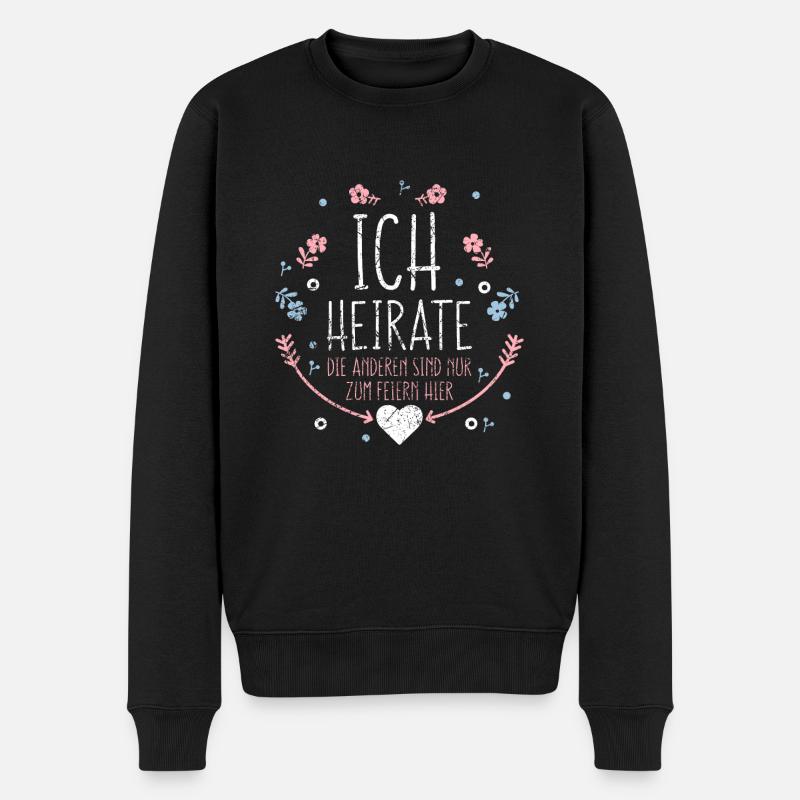 heiraten Hochzeit Ehe Ehepaar Glück Geschenk JGA - Männer Premium Bio Pullover - Schwarz
