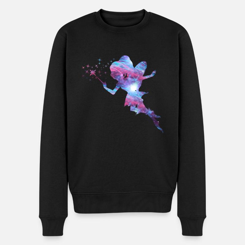 Fee Silhouette gute Fee Elfe Geschenk Märchen - Männer Premium Bio Pullover - Schwarz