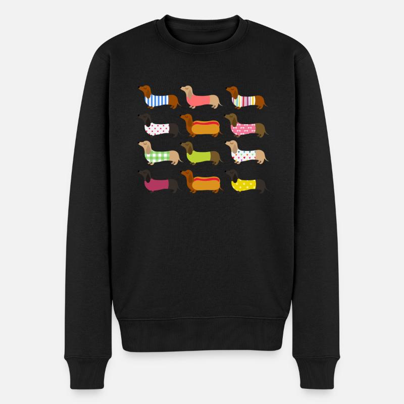 FARBENFROHE DACKEL - Männer Premium Bio Pullover - Schwarz