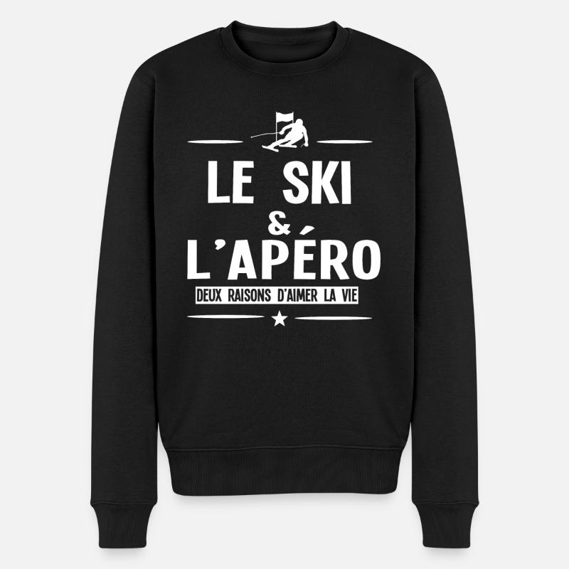 Ski und Aperitif - Männer Premium Bio Pullover - Schwarz