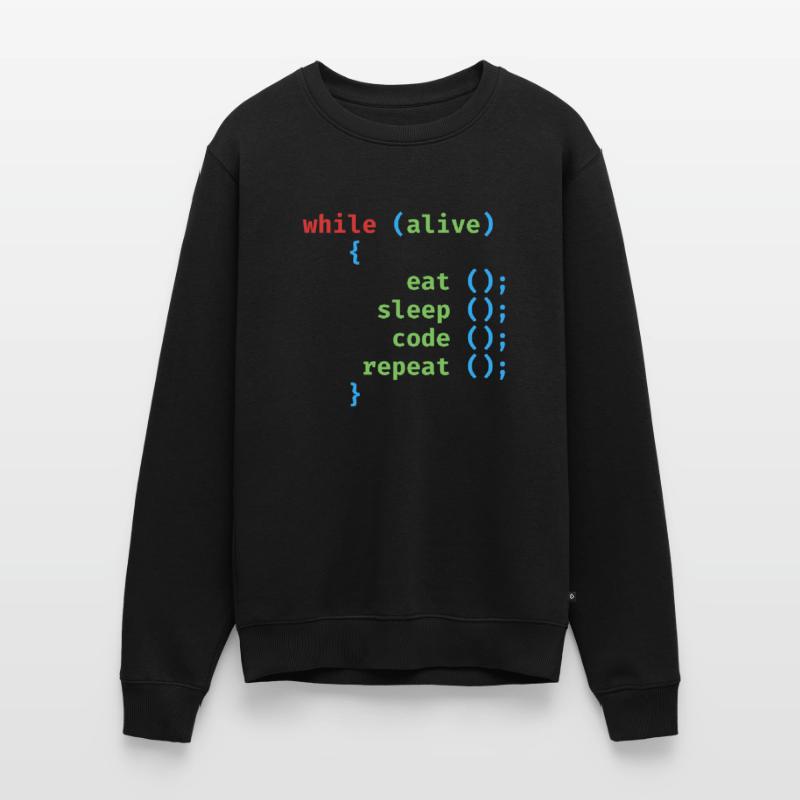 WHILE ALIVE EAT SLEEP CODE REPEAT Männer Premium Bio Pullover