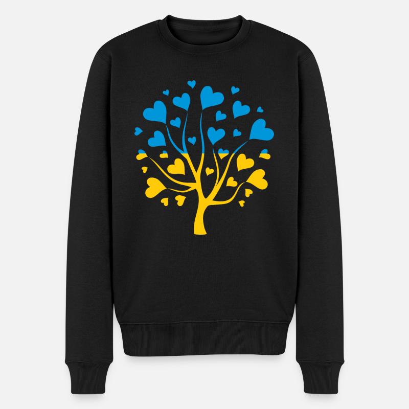 Drapeau ukrainien en forme d’arbre d’amour - Pull Premium bio Homme - noir