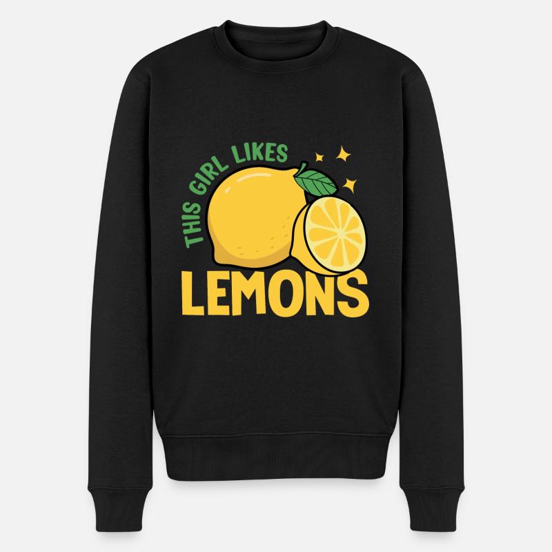 Girl Likes Citrons Fruits Limonade d'été - Pull Premium bio Homme - noir