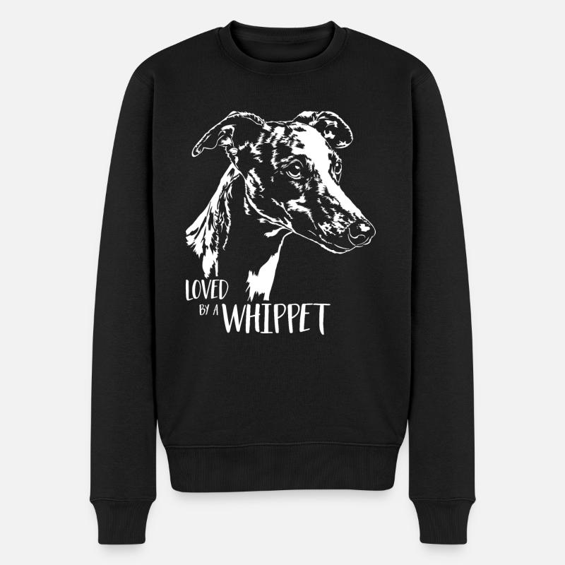 Loved by a WHIPPET Hundespruch Windhund Wilsigns - Männer Premium Bio Pullover - Schwarz