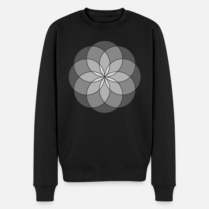 Graue Blume - Männer Premium Bio Pullover - Schwarz