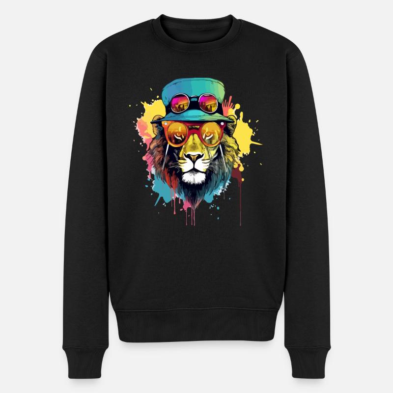 Noci der coole Löwe - Männer Premium Bio Pullover - Schwarz