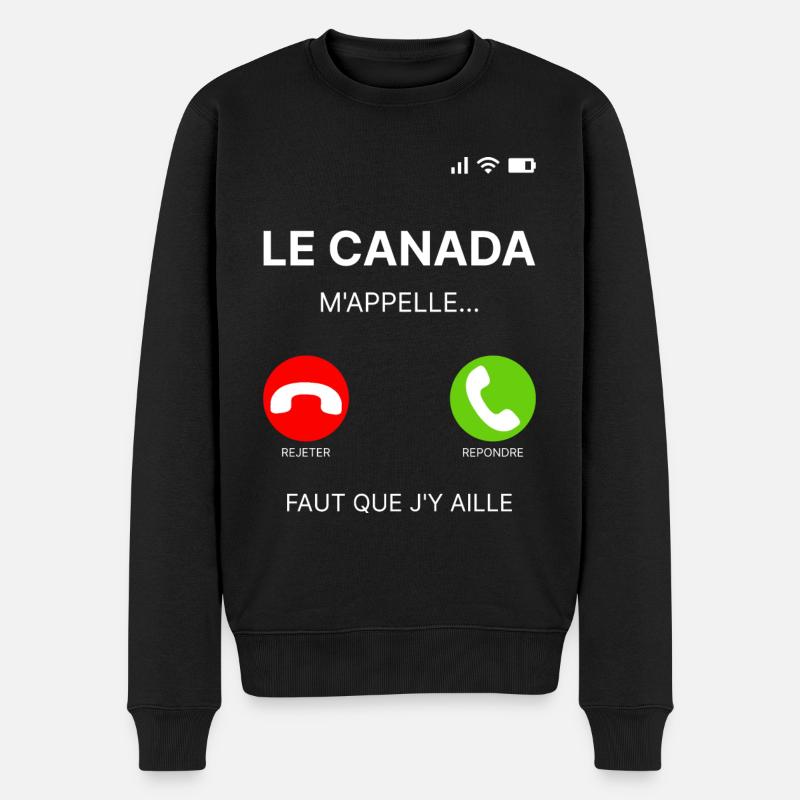 LE CANADA M'APPELLE FAUT QUE J'Y AILLE - Pull Premium bio Homme - noir