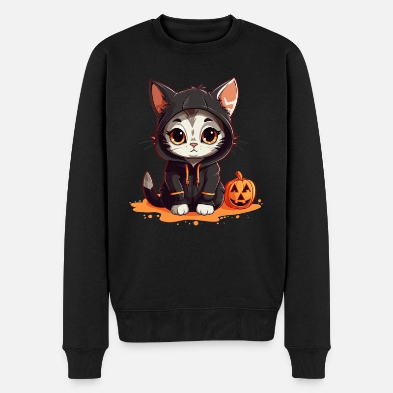 Chat d’Halloween - Pull Premium bio Homme - noir