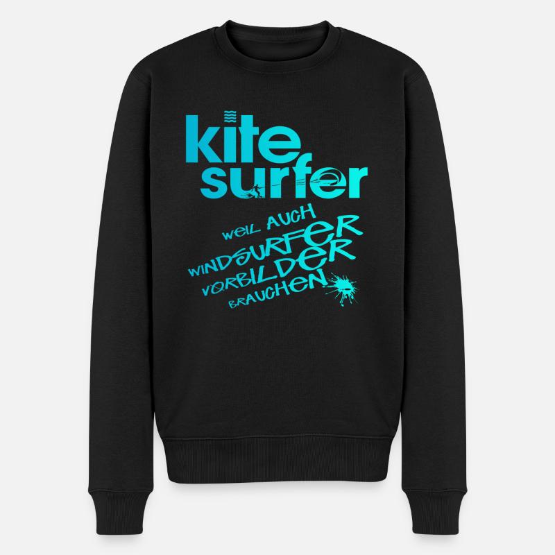 Kitesurfer vs Windsurfer - Männer Premium Bio Pullover - Schwarz
