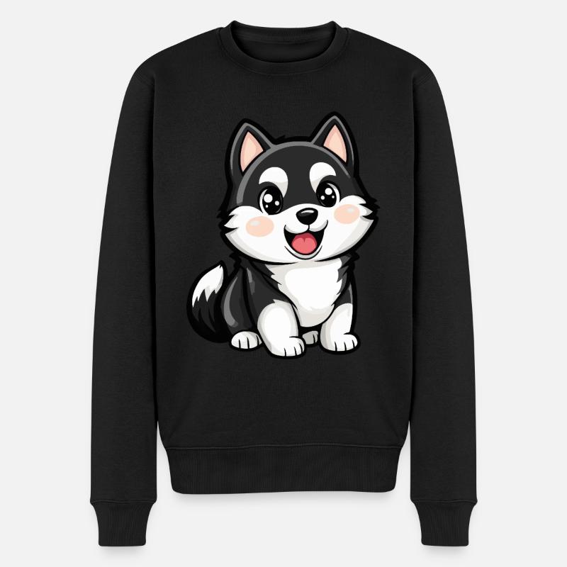 Chien Husky Mignon - Pull Premium bio Homme - noir