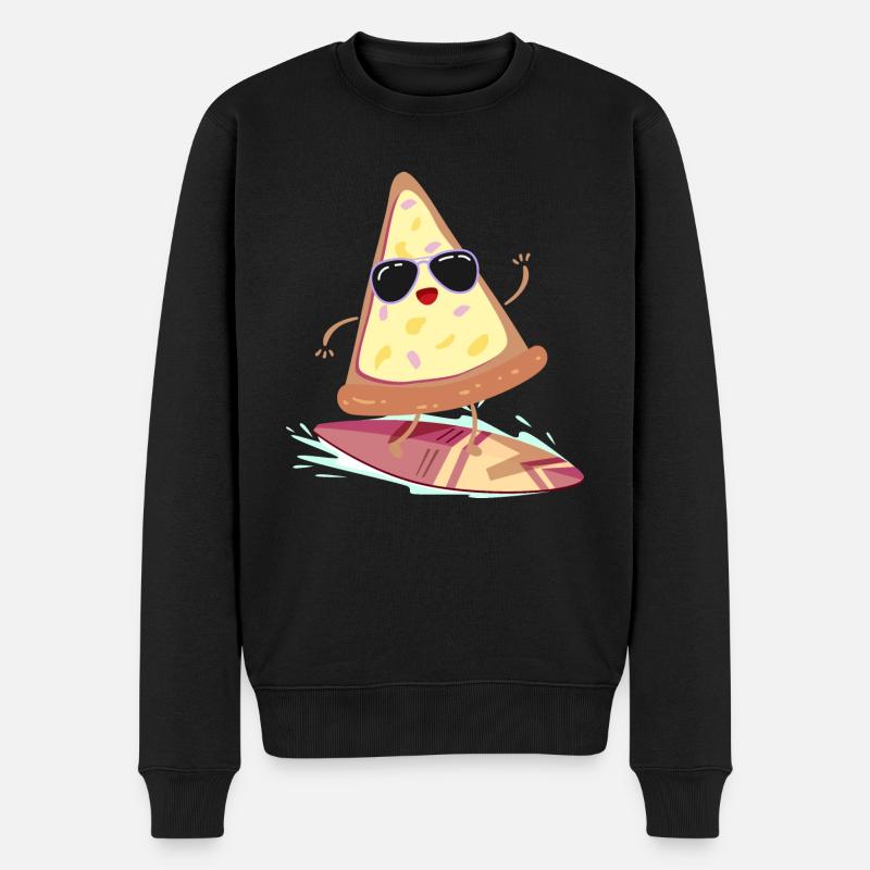 Pizza Hawai Surfer Surfen Ananas - Männer Premium Bio Pullover - Schwarz