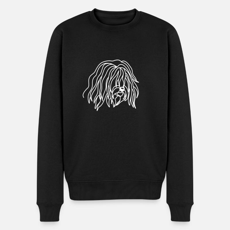 dogshirt Tibet Terrier Zeichnung hund hundekopf - Männer Premium Bio Pullover - Schwarz