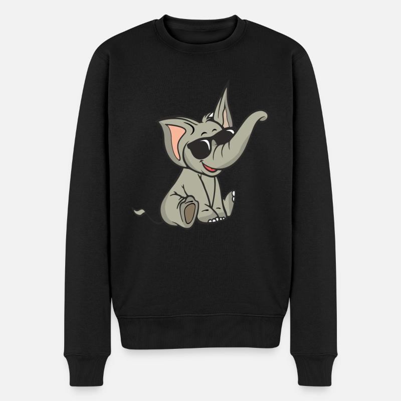 Bébé éléphant avec des lunettes de soleil - Pull Premium bio Homme - noir